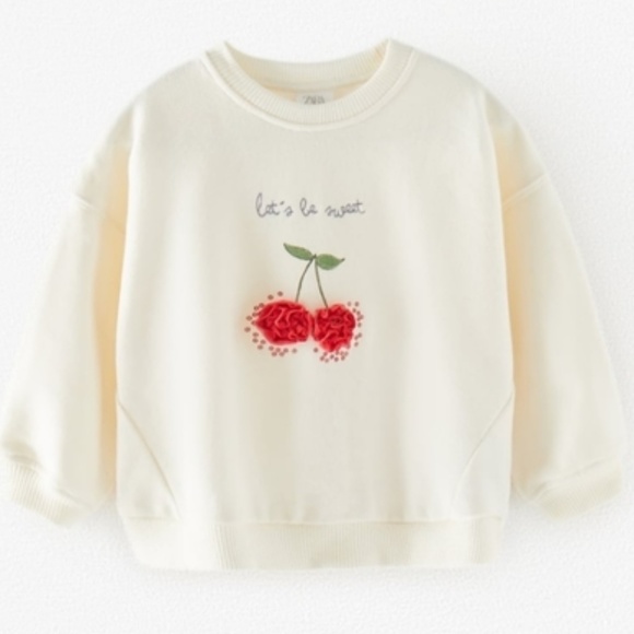 Zara Cherry Lets Be Sweet Long Sleeve Sweater - Picture 1 of 7